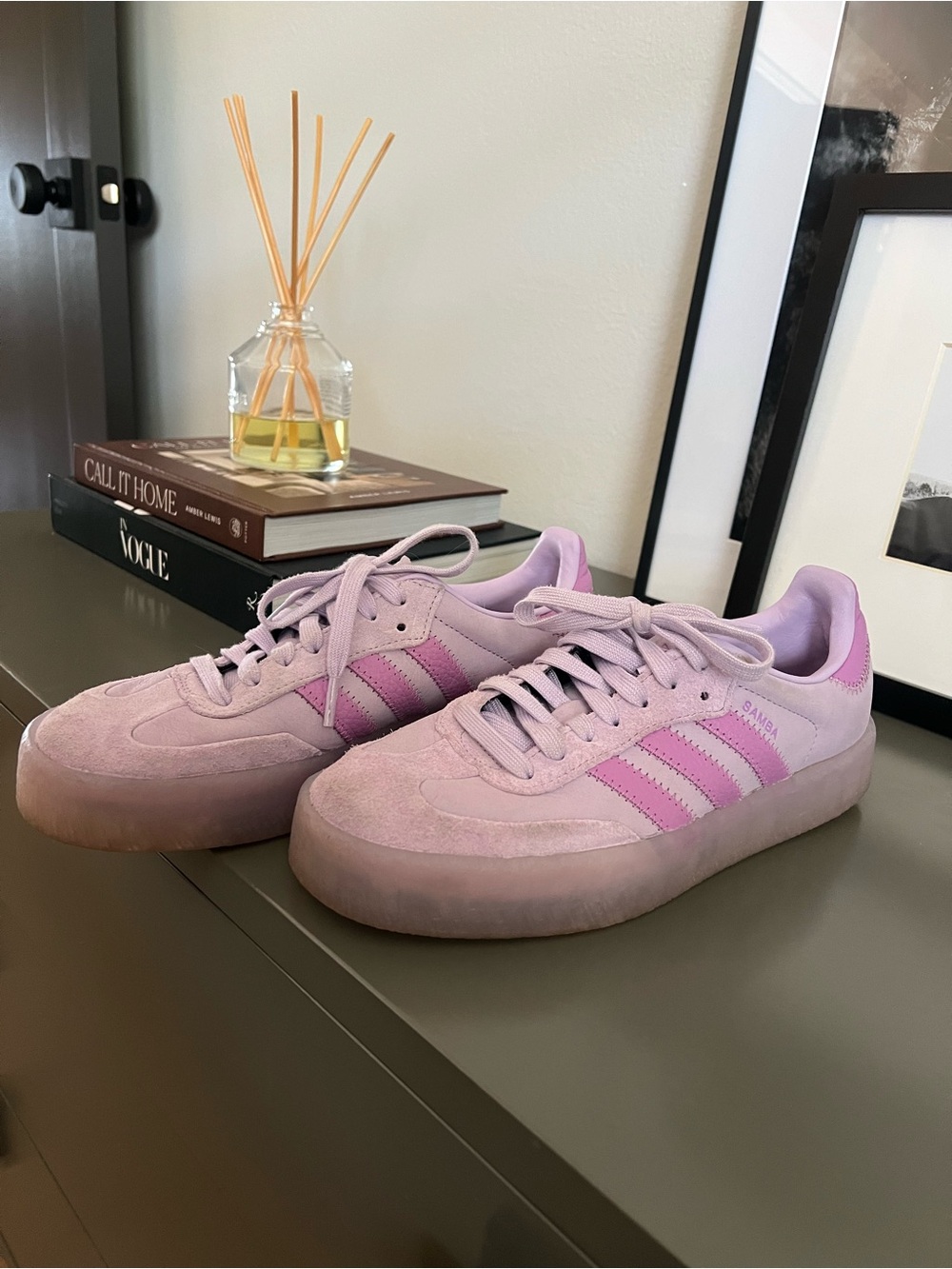 adidas Women's Pink Suede Low-Profile Sneakers